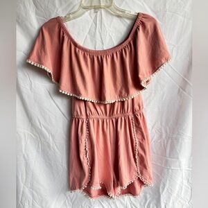 Rue21 Coral Off-Shoulder Elastic Waist Romper